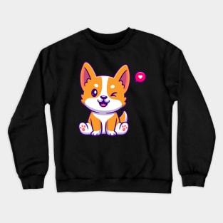 Cute Corgi Dog Sitting Cartoon Crewneck Sweatshirt